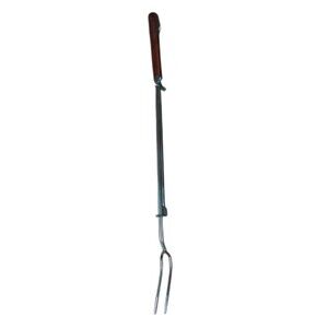 Androck Grilling Fork Chrome Plate Wood Carved Telescoping Handle Vintage